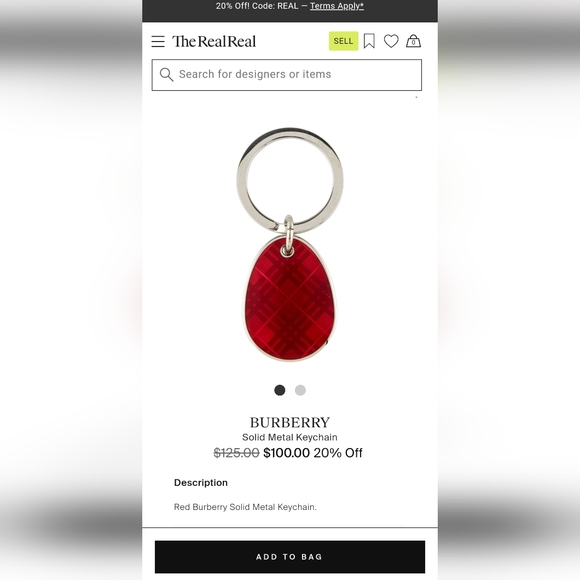 BURBERRY Vintage Nova Check Oval Teardrop keychain fob charm in Red. Unisex - Picture 7 of 7
